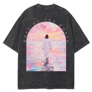 NEW Hope Of The World Double Sided Unisex Washed Christian T-shirt